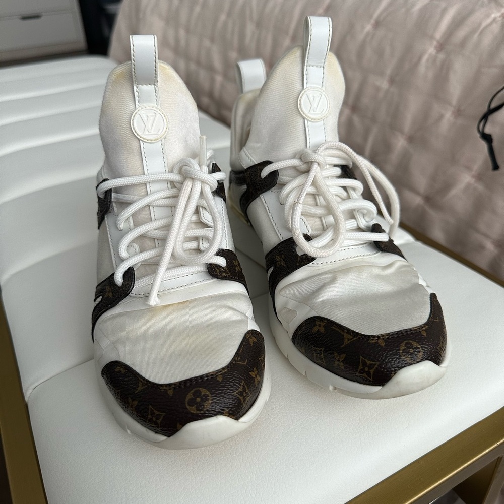Louis Vuitton White and Brown Sneakers